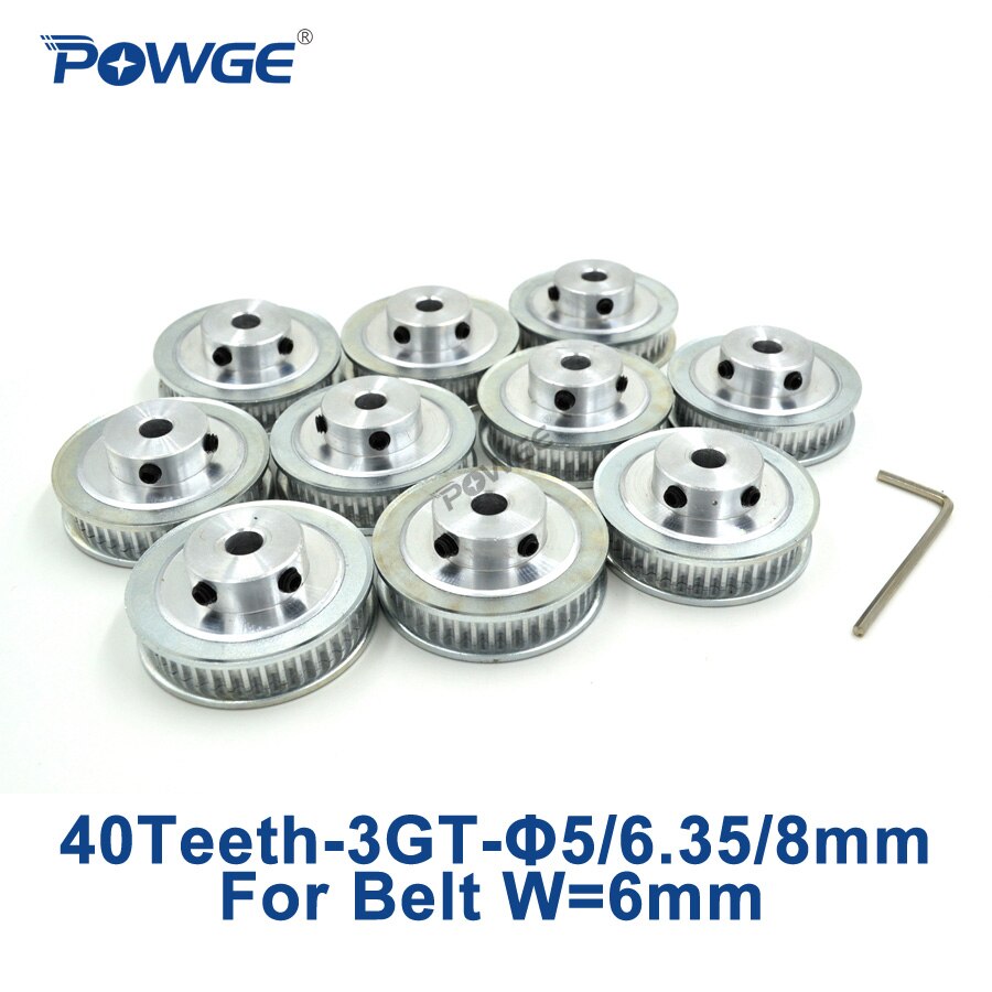 POWGE 10pcs 40 Teeth 3GT Ǯ  5mm 6.35mm 8mm ʺ 6mm 3GT  Ÿ̹ Ʈ GT3 3MGT  Ǯ 40 Teeth 40 T